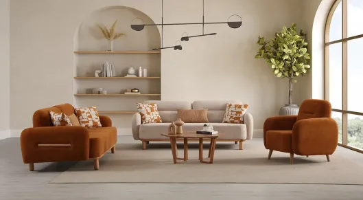 Product img 1, Prada Ahşap Ayaklı Yataklı Koltuk Takımı